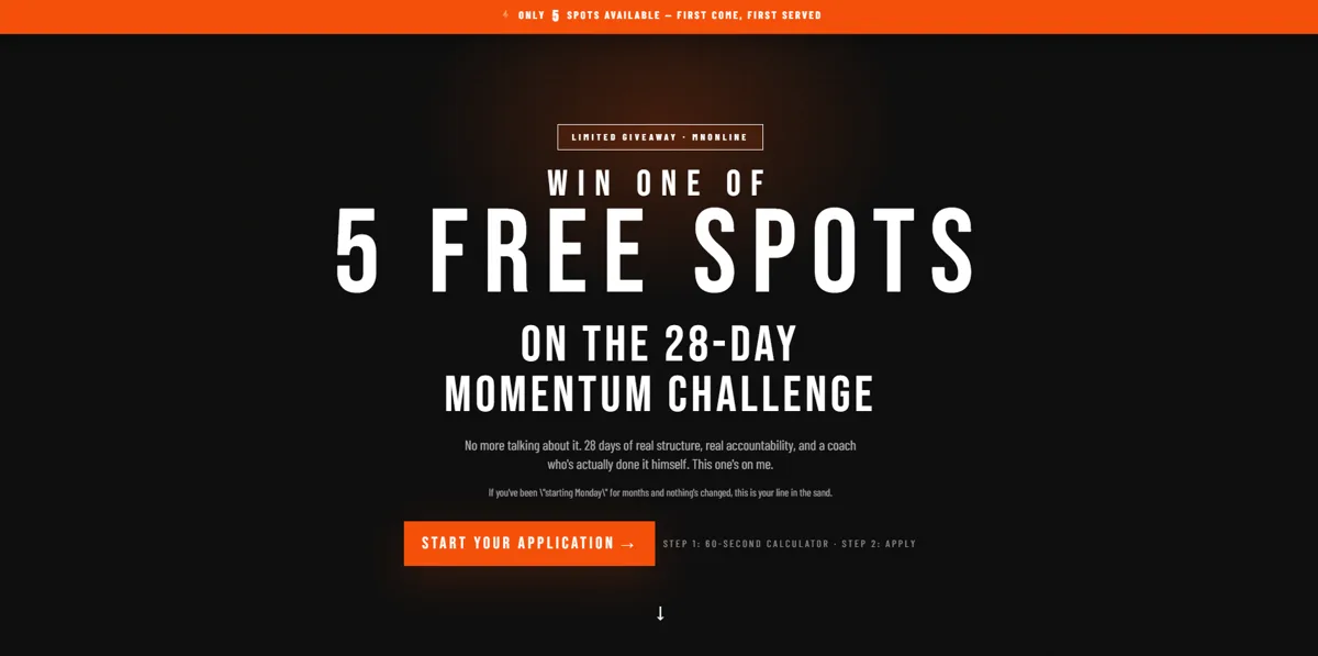 The MN Online Coach 28-day challenge landing page