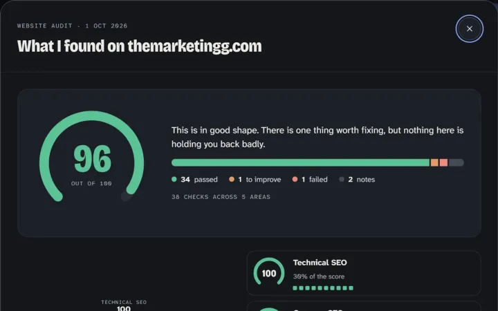 SEO audit score screen
